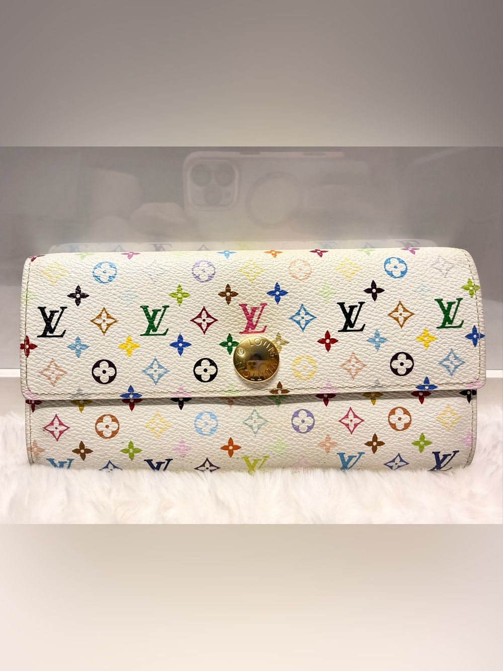 LOUIS VUITTON-TH2069 White Takashi Murakami Full Wallet
